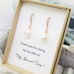 Teardrop Pearl dangle Hook Earrings, Handmade Wedding Bridesmaid Pearl Earrings gift