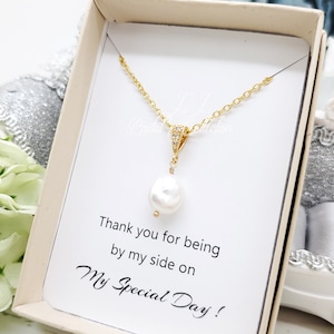 Genuine Freshwater Pearl dangle Bridesmaid Necklace, Bridesmaid Necklace Gift,