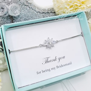 Crown  Flower Cubic Zirconia Adjustable bridesmaid Bracelet Gift