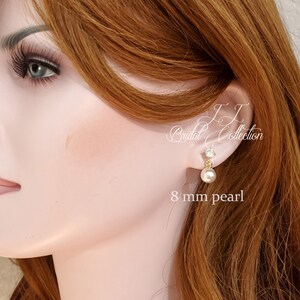 Simple 8mm Pearl GOLD Clip on Earrings,Flower girl, Wedding Bridesmaid Earrings Gift image 5
