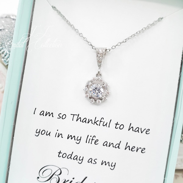 Tiny Radiant  Bridesmaid Necklace, Bridesmaid jewelry Gift