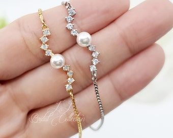 Bracciale da sposa in oro rosa con zirconi cubici, gioielli da sposa