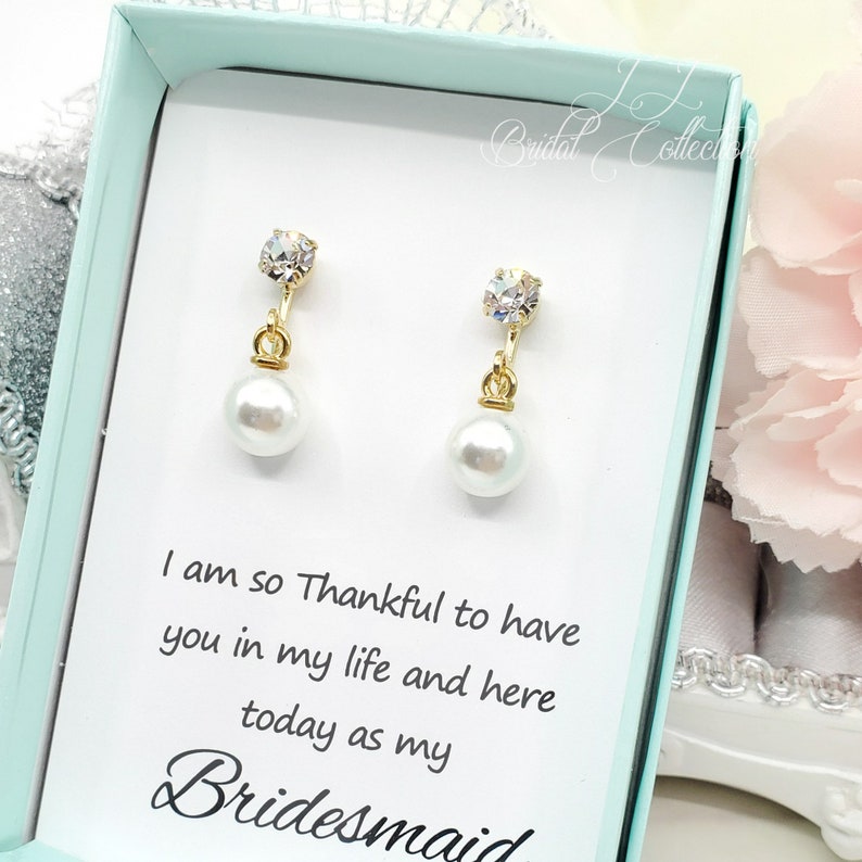 Simple 8mm Pearl GOLD Clip on Earrings,Flower girl, Wedding Bridesmaid Earrings Gift image 1