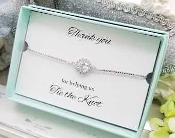 Elegant Halo Slide Adjustable Bracelet, Wedding Bridesmaid Bracelet gift, Bridal Jewelry Bracelet, Bridal Party Gift with Customize Message