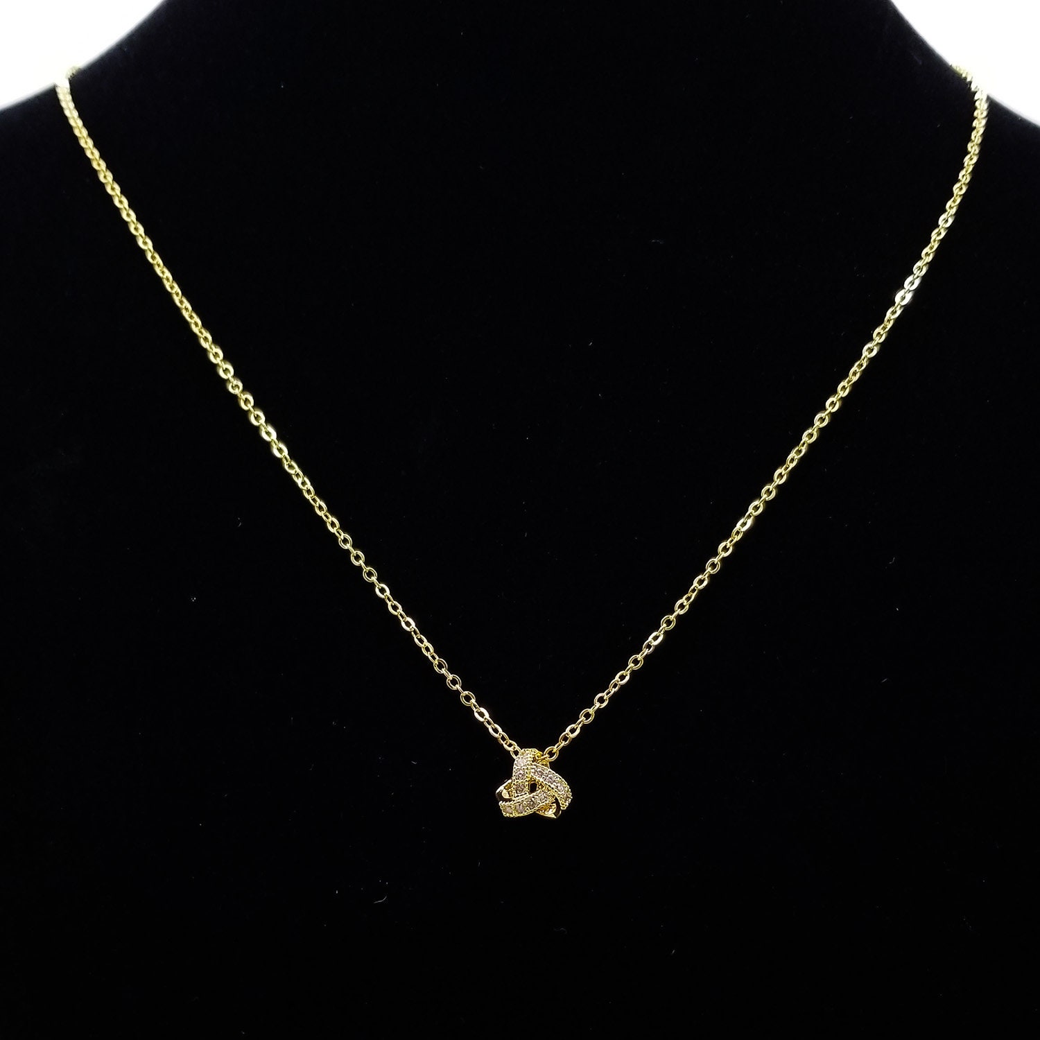 GOLD Tie the Knot Necklace with Cubic Zirconia Bridesmaid Etsy