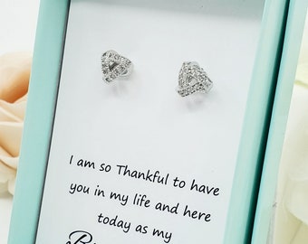 Tie the Knot Earrings with Cubic Zirconia Bridesmaid Earring,wedding Jewelry gift,for Mom flower girl