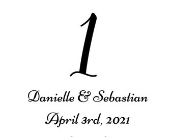 WEDDING Table Numbers