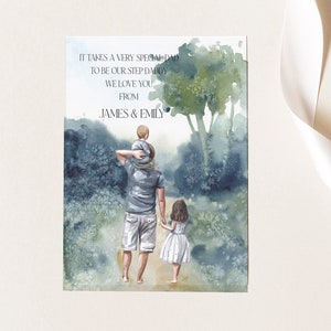 Carte spéciale de fête des pères étape papa, carte de fête des pères de l'étape enfants, carte de voeux de famille recomposée pour papa, carte de papa de libellé personnalisé