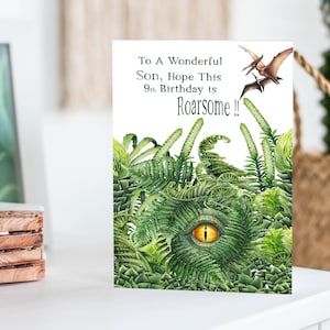3D Scary Dino Birthday Card Action Wrap Around Design Story Birthday Card Son Greeting Card T Rex Card Jurassic Dino Card For Boys or Girls