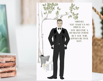 Tarjeta de boda personalizada, para yerno o yerno, tamaño A5
