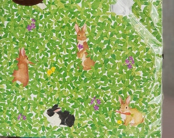 20 x  Easter Bunnies Paper Lunch Napkin Set, Easter Table Serviettes, Caspari Boxwood Bunnies Napkin Set, Easter Egg Hunt Party Supply