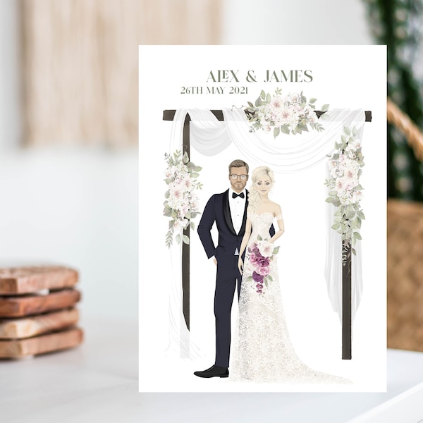 Personalised Large Wedding Day Card, A4 Wedding Card For Son & Bride, Design Your Own Wedding Card, Hand Glittered Decorations