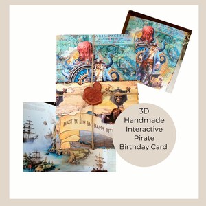 Cartão de aniversário pirata 3D interativo para crianças, cartão com mensagem secreta da Ilha do Tesouro, crie seu cartão pirata comigo, desembrulhe e revele o cartão