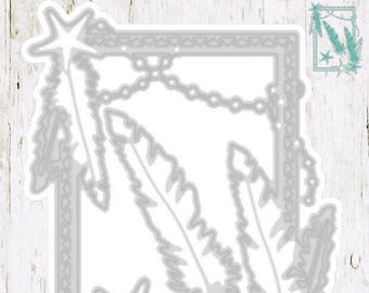Summer Feelings Metal Die, Beach Frame with Starfish and Feathers