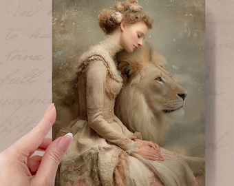 Fairystory Beauty Art Birthday Card With Wax Seal, Moody Victorian Style Notelet, Bookish Fantasy Greeting,