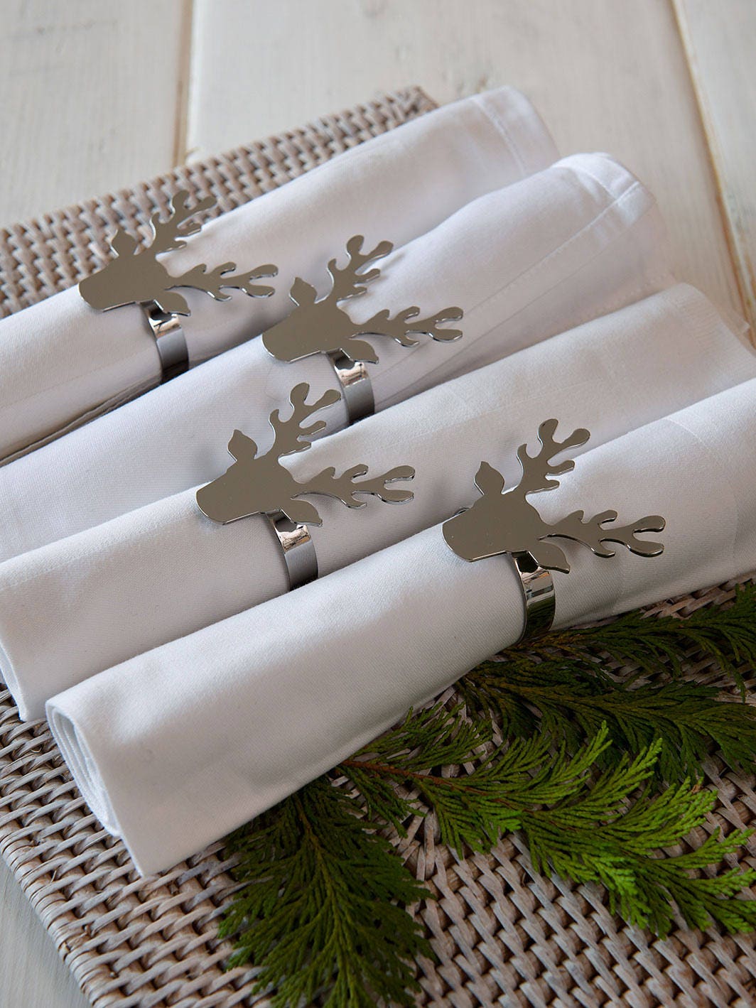 Christmas Napkin Rings Silver Reindeer Napkin Rings and Place Etsy