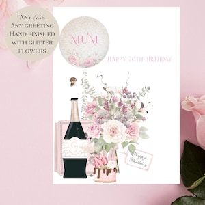 Band Blumenstrauß Mama 70.Geburtstagskarte für jedes Alter Meilenstein leer Innenseite Mama Feier Karte Geburtstagskarte von Tochter, Mama Mama