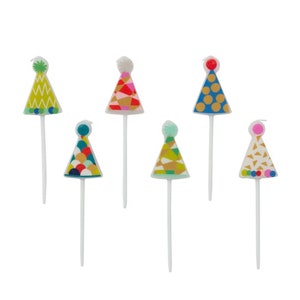 6 Party Hats Cake Candles, Clown Birthday Party Candles For Cup Cakes, Circus Theme Celebration Cake Candles, Birthday Cake Candles For Him image 2