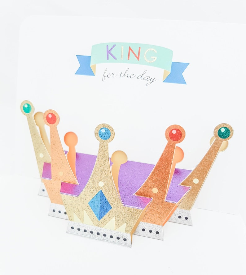 King For The Day Birthday Card With Pop Up Crown Funny 3D image 0