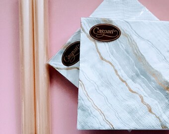 Caspari Servietten – Motiv Scenic Singbirds Rose & Gold | 15 Stück, Dreilagig, FSC-zertifiziert