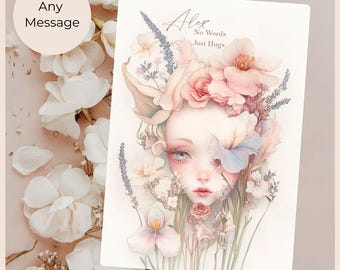 Wildflower Thinking of You Card,  Personalised Watercolour Style Sympathy Card