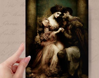 Romantic 1st Anniversary Fairytale Love Card With Wax Seal, The Knight And The Queen Art Card, Bookish Romantasy Greeting,