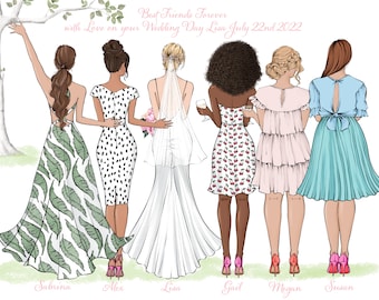 Personalized Bridal Party Card, Custom Friends Design
