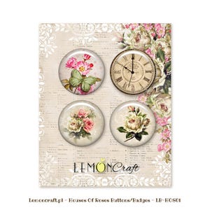 Kolekcja guzików i ćwieków Lemoncraft House of Roses, piękne guziki do majsterkowania, odznaki do kartek i scrapbookingu na wiosnę