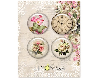 Lemoncraft House of Roses Button and Brads collection, Beautiful Badge buttons for crafting, Card and Scrapbooking Badges for Springtime