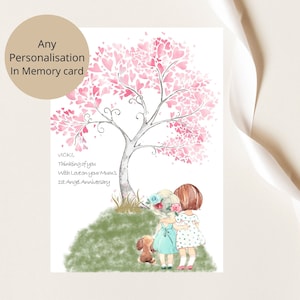 Carte de deuil d'une maman ange pour la 1ère année, carte mémoire en pensant à vous, carte mère, carte pour un ami, perte d'une mère, anniversaire d'un an