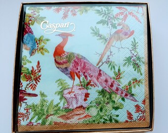 Caspari Servietten Mit Vogelmotiv 'Scenic Singbirds Rose & Gold' – 15 Stück, Dreilagig, Umweltfreundlich, Für Besondere Anlässe