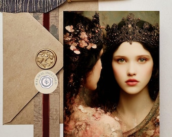 Mirror Mirror Gothic Birthday Card With Wax Seal, Fantasy Fairytale Bookish Fantasy Greeting,