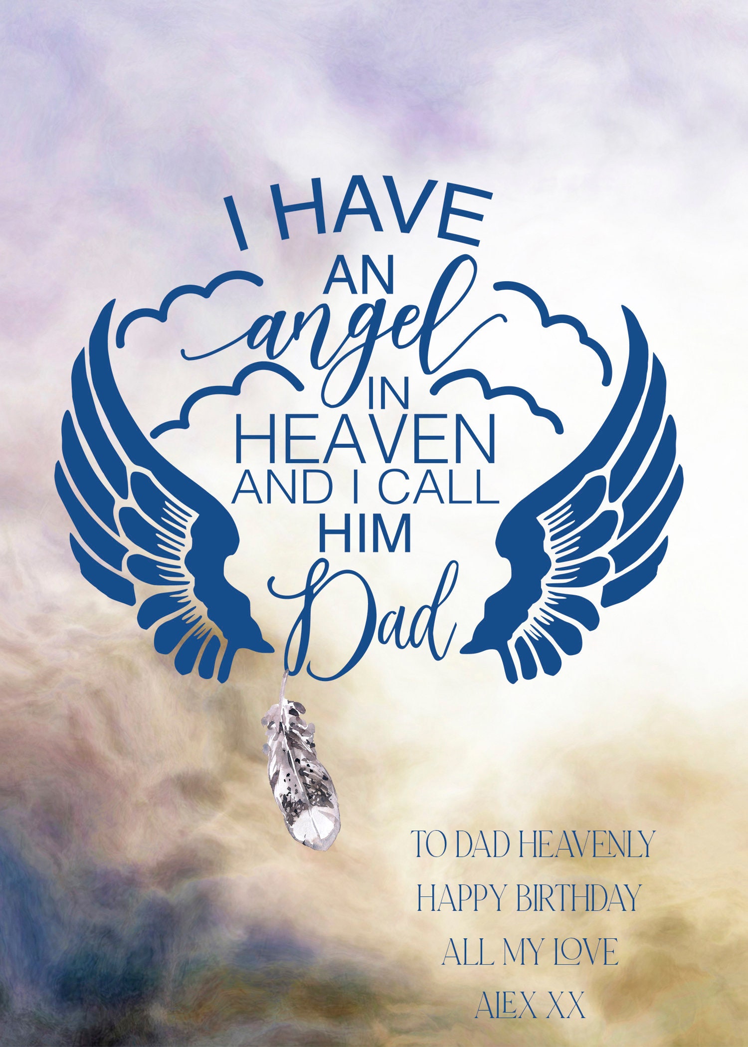 Angel In Heaven Birthday Day Card Bereavement Card For A Dad