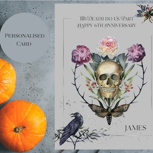 Death Do Us Part Anniversary Card per Halloween, Biglietti romantici gotici personalizzati per lei o lui, Biglietto romantico di Halloween per lui