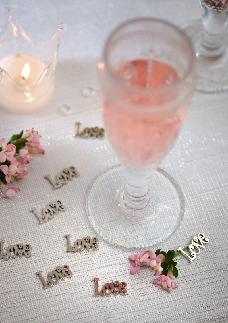 Silver LOVE Table Confetti For A Spring Wedding Table image 0