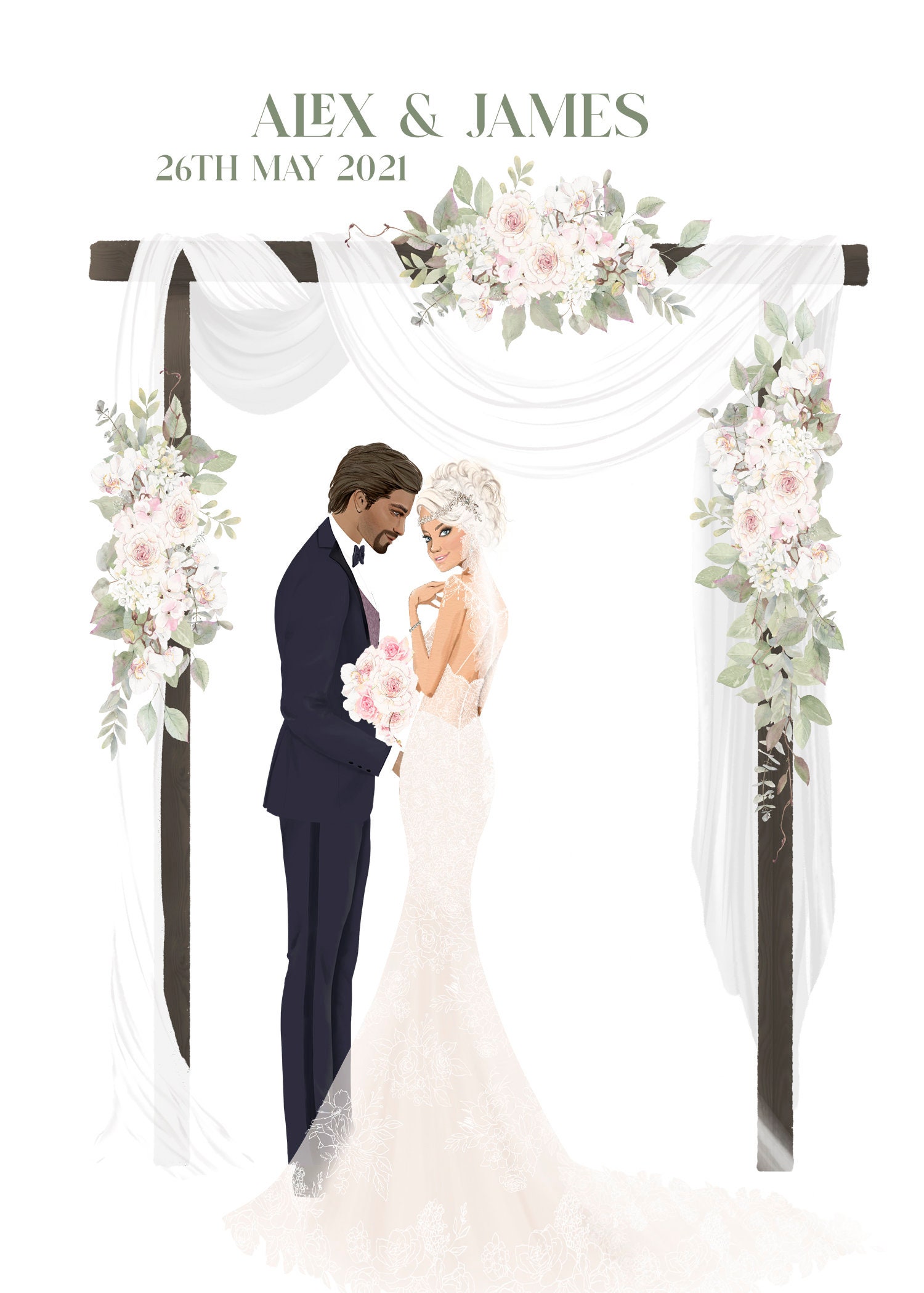 Jo and Alaric at Their Wedding Greeting Card for Sale by alisejdesigns