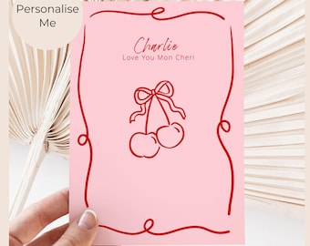 Personalized Cherry Anniversary Card: Romantic Love Gift