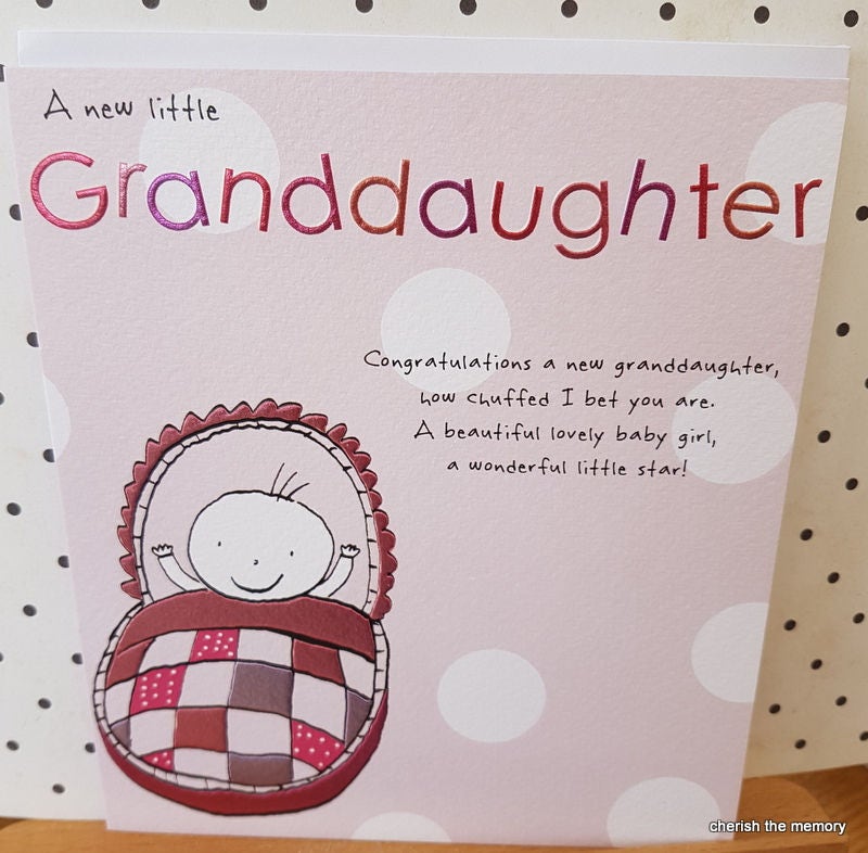 New Baby Granddaughter Greeting Card pastel pink foils A | Etsy