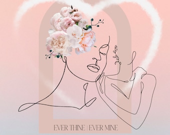 Personalized Lesbian Wife Birthday Card, Line Art Floral (5x7)