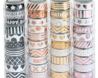 Pretty Metallic Washi Tape for paper crafts, Industrial Pattern Design Washi Tape, Luxury Stick Washi Tape by Artebene