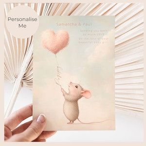 Carte de deuil de bébé, coeur de souris, carte souvenir unisexe pour dormir, né avec sympathie, cadeau de fausse couche de bébé en pensant à vous, carte de perte d'un nourrisson