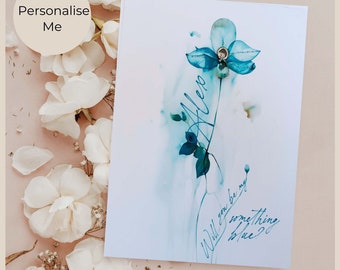Something Blue Bridesmaid Card: Crystal Flower Charm, Maid of Honour Gift