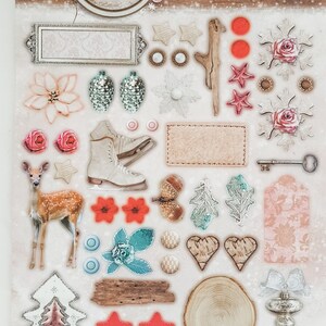 Winter Christmas Die Cut Scrapbook Labels, Pink and Blue