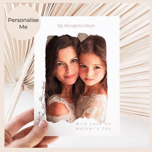 Aquarell-Foto-Upload Muttertagskarte, Fotokarte im malerischen Stil personalisiert für Mama, hübsche Mutterkarte für sie als Andenken rahmenbares Geschenk