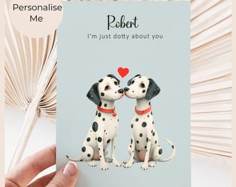 Personalised Dalmatian Love Card, Dog Dad Gift for Couple