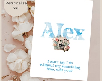 Something Blue Bridesmaid Proposal Card, Retro Maid of Honour Greeting Personalised