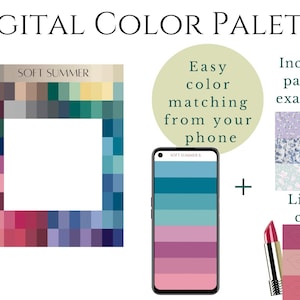 Paleta Soft Summer, Cyfrowy wachlarz próbek, Paleta sezonowa, Armocromia, Asystent zakupowy, Ubrania, Garderoba, Teoria kolorów, Natychmiastowe pobieranie