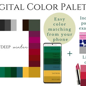 Deep (Dark) Winter Palette, Digital Swatch Fan, Seasonal Palette, Armocromia, Shopping Assistant, Wardrobe, Color Theory, Instant Download