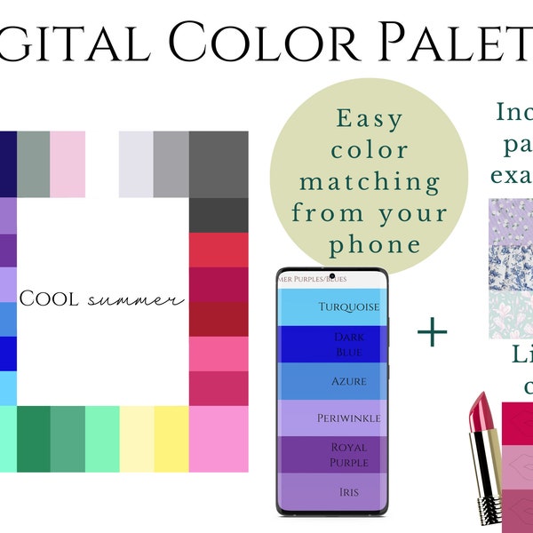 Cool (True) Summer Palette, Digital Swatch Fan, Seasonal Palette, Armocromia, Shopping Assistant, Wardrobe, Color Theory, Digital Download
