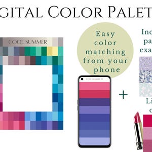Paleta de verano fresca (de verdad), abanico de muestras digitales, paleta de temporada, Armocromia, asistente de compras, guardarropa, teoría del color, descarga digital